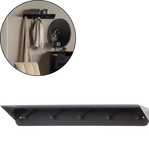 Woood Coat Rack Kenan Metal Black 80 Cm