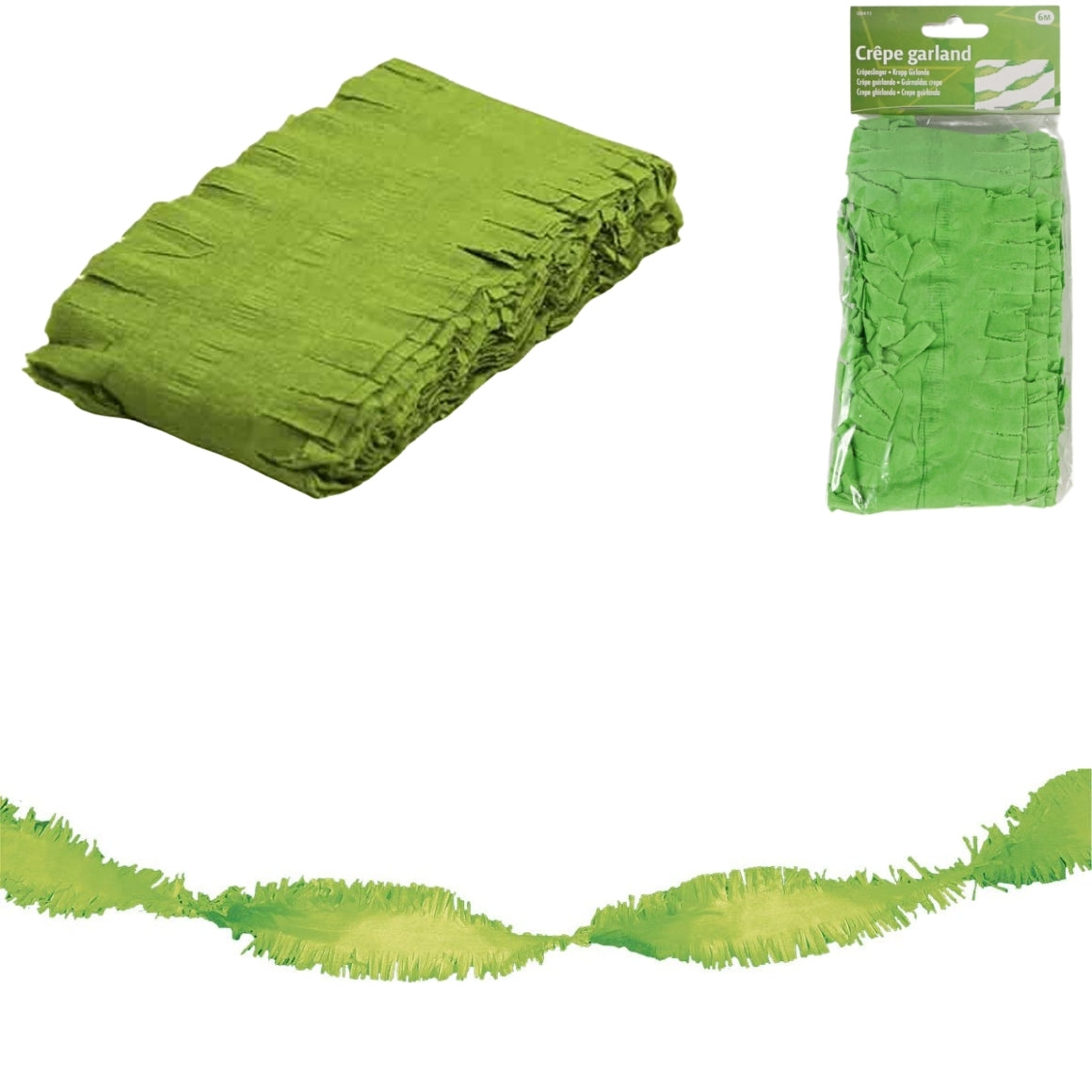 Folat Twist Garland Crepe Paper Green 6 Meters