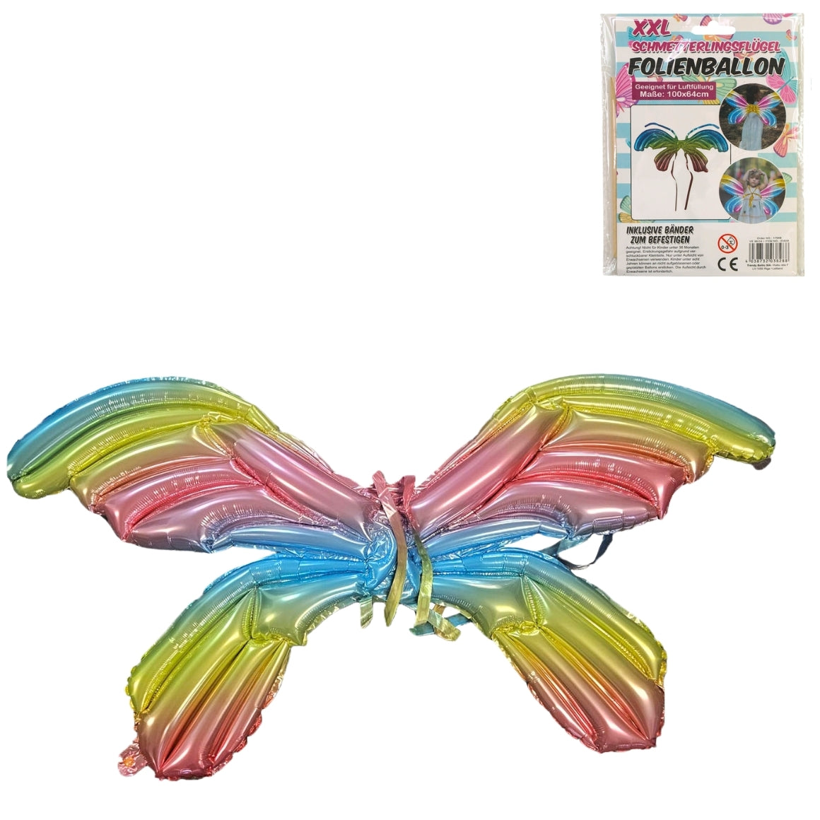 Foil Balloon Butterfly Wings Rainbow 100 Cm