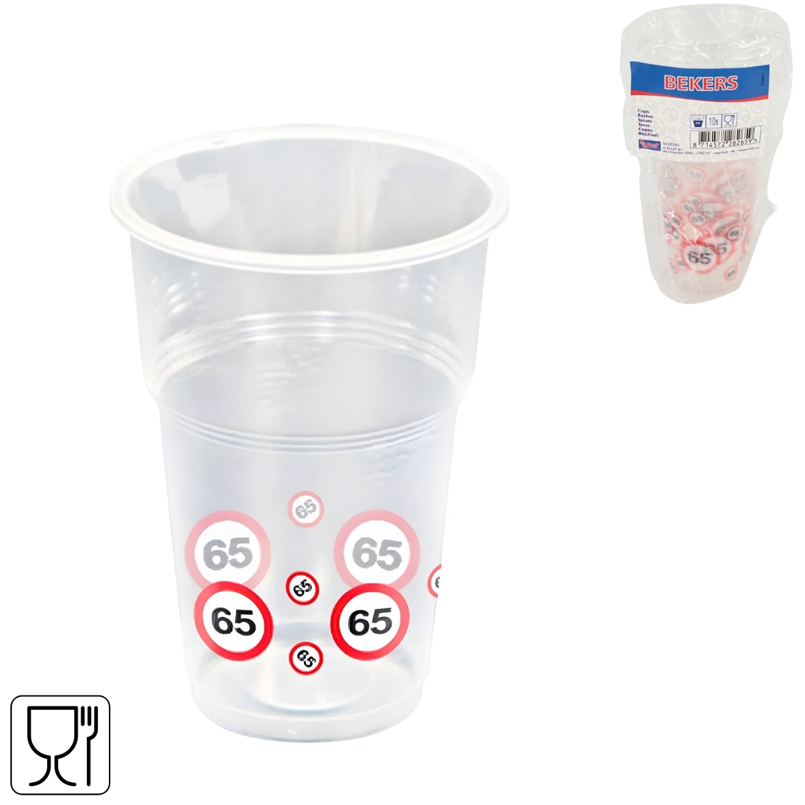 Folat Disposable Drinking Cups 65 Years 350 Ml 10 Pieces