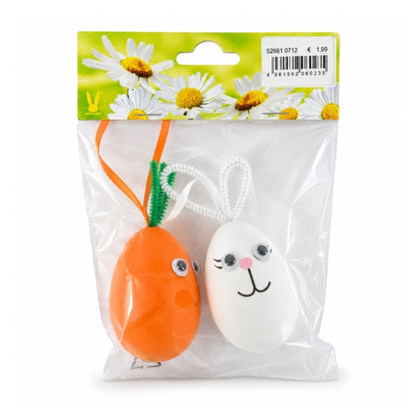 Easter Egg And Carrot Hanger 8 Cm Set Of 2