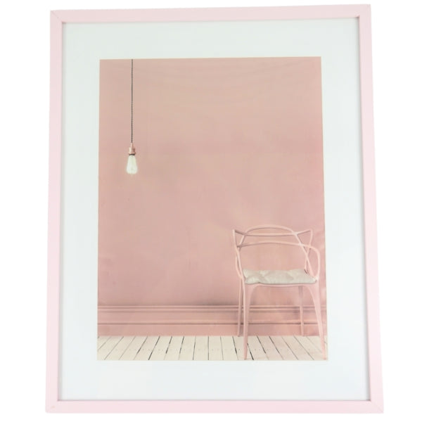 Rosa Bilderrahmen mit Passepartout 30 x 40 cm