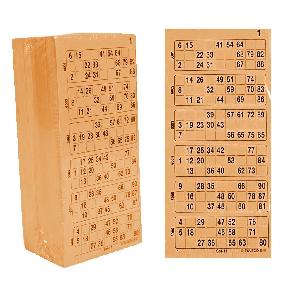 400181 Bingo Cards 1-90 Perforated 7 Thick Single