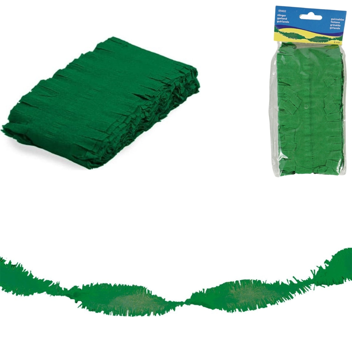 Folat Twist Garland Crepe Paper Dark Green 6 Meters