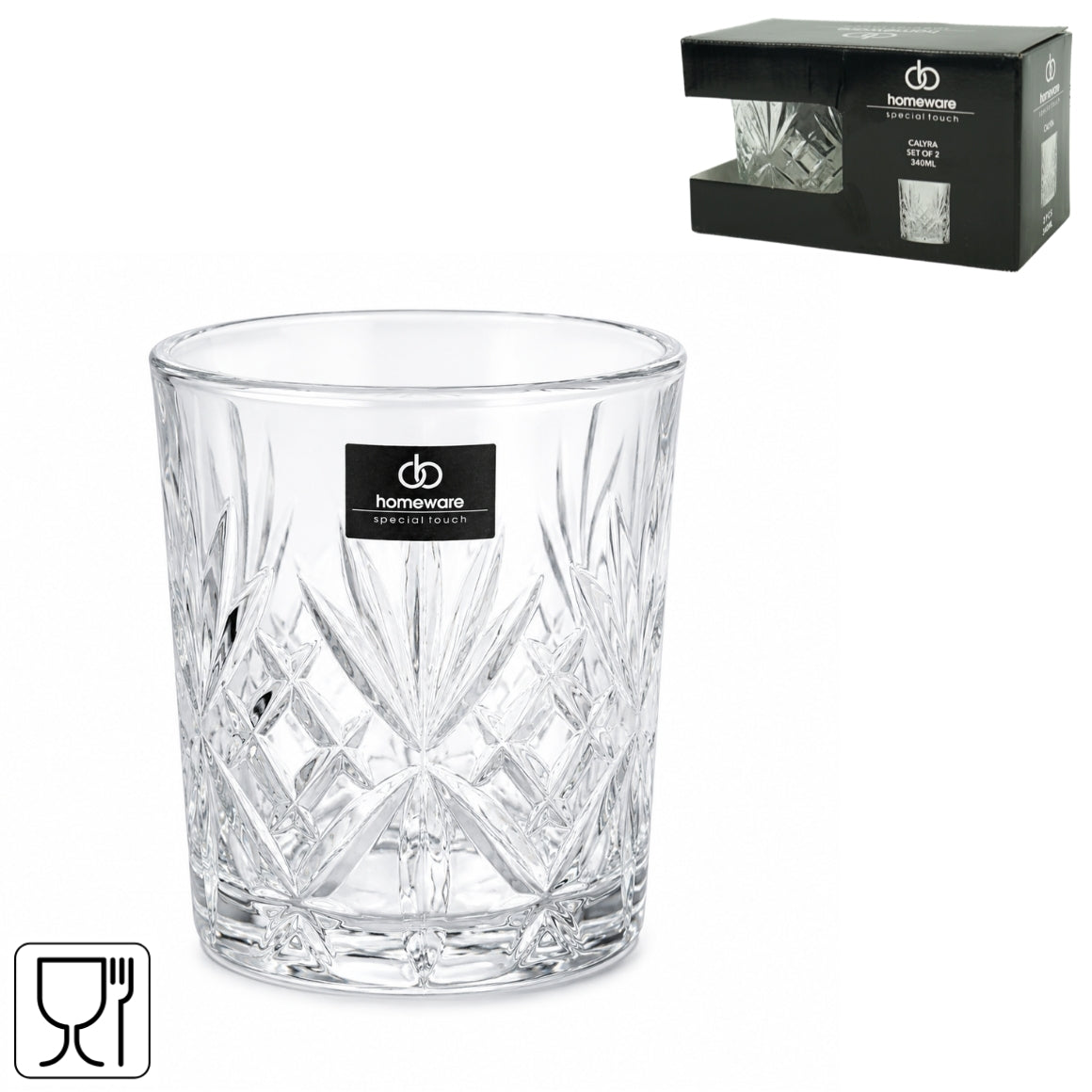 Homeware Drinking Glass Calyra 340 Ml 2 Pieces