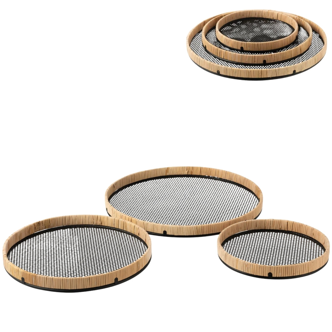 J-line Rattan Tray 50 Cm Set Of 3