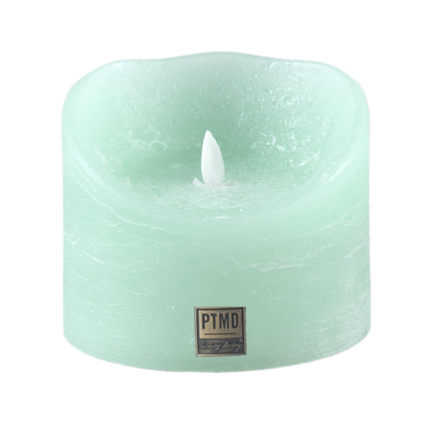 Ptmd Led Battery-operated Pillar Candle Xl Sage Green 12.5 X 10 Cm