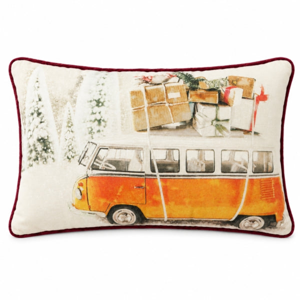 Christmas Cushion Vintage Vw Bus Orange 50 X 30 Cm