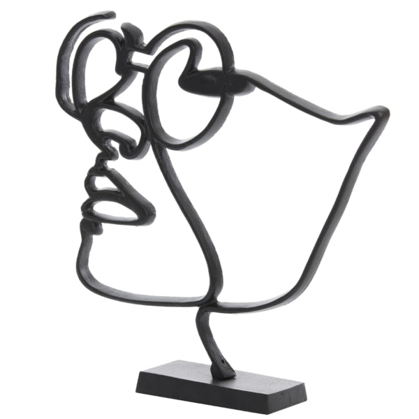 Light & Living Statue Face Black 45 Cm