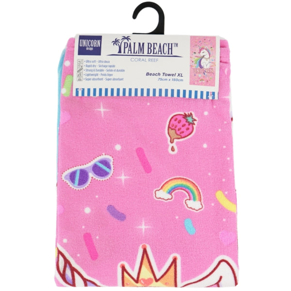 Pink Unicorn Beach Towel 75 X 150 Cm
