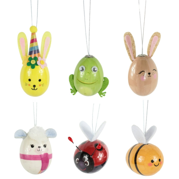 Pendant Egg Animal 5.5 Cm 6 Assorted