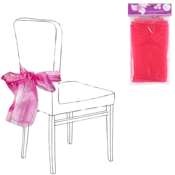 Party-Dekoration, Stuhlschleife, Organza, Fuchsia, 2er-Set