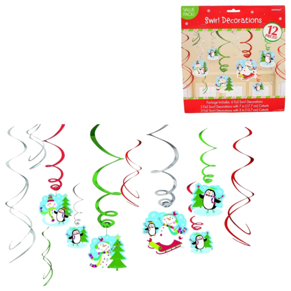Spiraalhanger Wintersneeuwman 61 Cm Set van 12