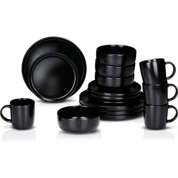 Alpina Dinnerware Set Black 16-piece