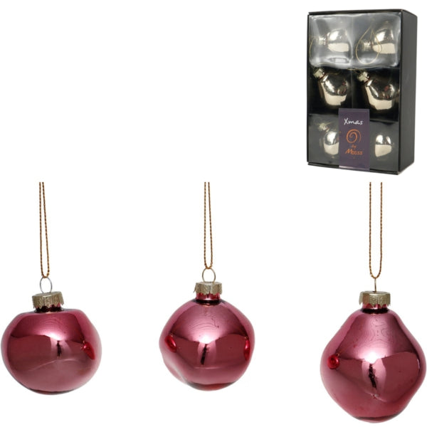 Xmas By Moos Boules de Noël roses 6 cm 6 pièces