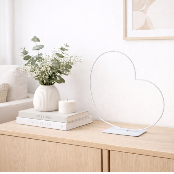 Decorative Heart Frame Horizontal White 25 Cm