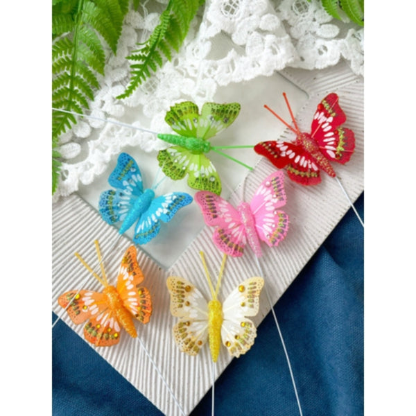 Decorative Butterfly On Wire 6 Cm Set Of 4