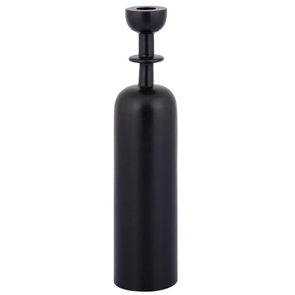 Ptmd Yanou Candlestick With Ring L Black Aluminium 32 Cm
