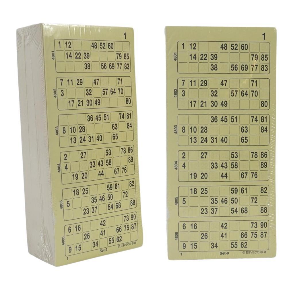 402250 Bingo Cards 1-90 Perforated 6 Thick Single 12 Cm
