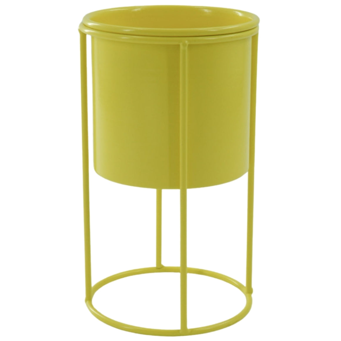 Housevitamin Flower Pot On Stand Metal Yellow 19 Cm
