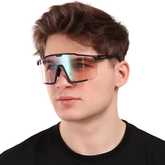 Lunettes de soleil de vélo photochromiques Horsefeathers Proton (noir mat/vert miroir)