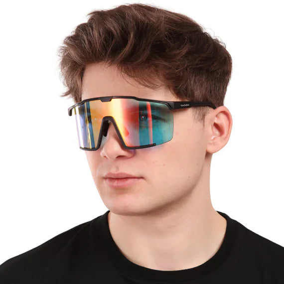 Lunettes de soleil de vélo photochromiques Horsefeathers Proton (noir mat/rouge miroir)