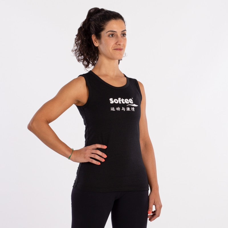 Softee Momentum mouwloos T-shirt voor dames zwart