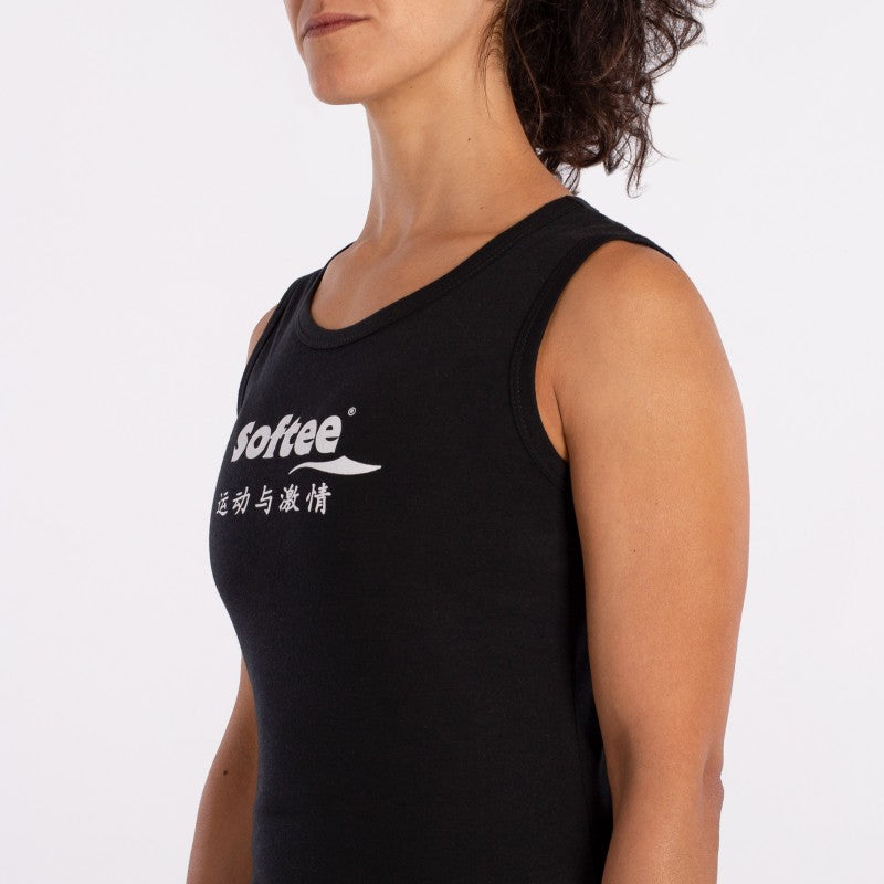 Softee Momentum mouwloos T-shirt voor dames zwart