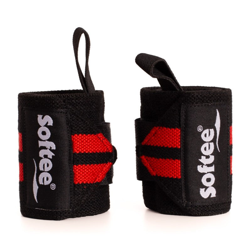 Opaska uciskowa na nadgarstek Softee Muscle czarno-czerwona