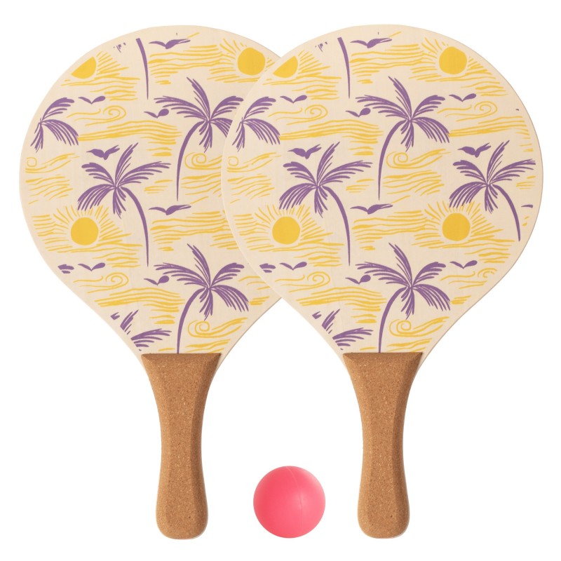 Set Raqueta Playa Softee Palm Madera Con Pelota