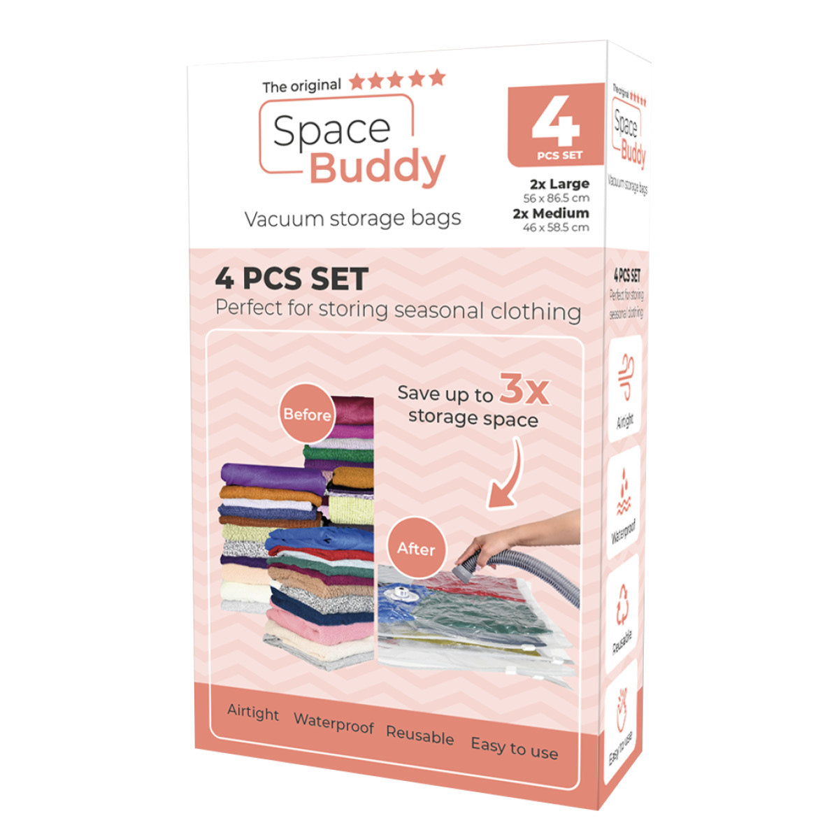 Space Buddy - Sacs de rangement sous vide - Ensemble de 4 pièces