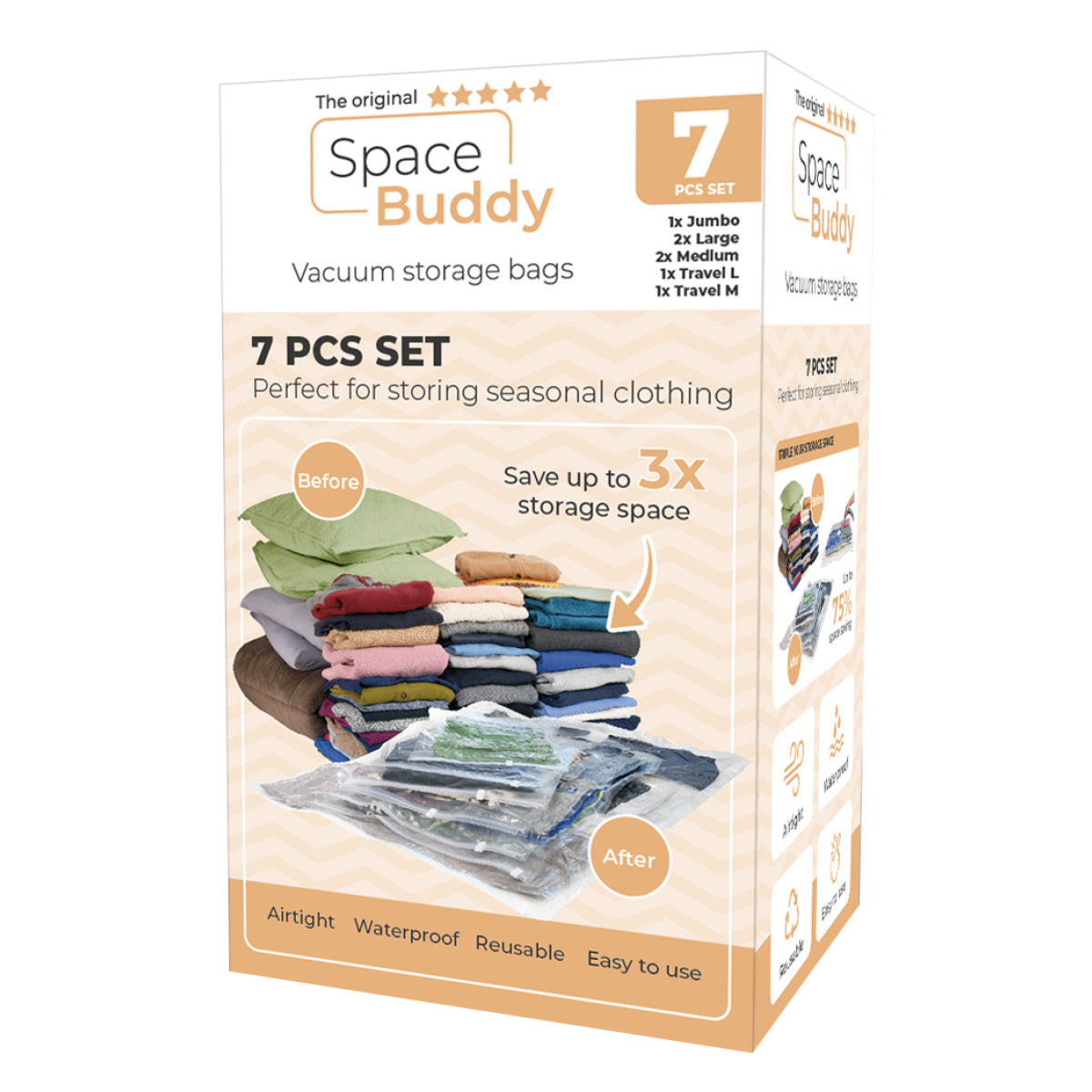 Space Buddy - Sacs de rangement sous vide - Ensemble de 7 pièces