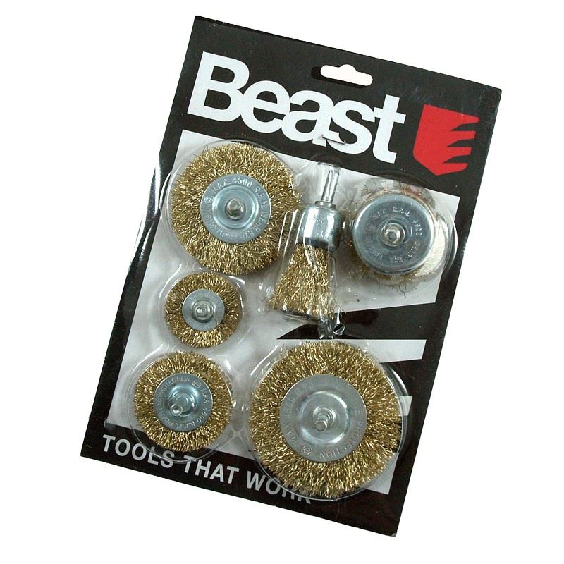 Stålborstar för borr 6-pack Crimped Brass Wire Beast