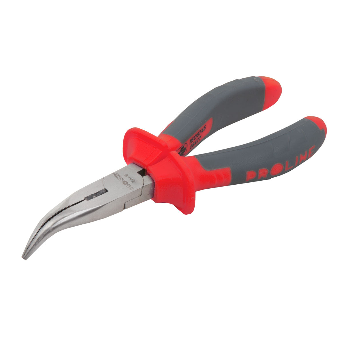 Clește cu nas îndoit 200 mm Cv cu tăietor lateral prindere texturată falca rotunjită Proline