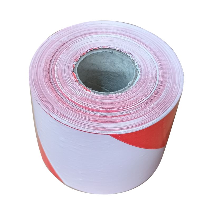 Figyelmeztető szalag, fehér, piros, 75 mm x 250 m, időjárási vadállat
