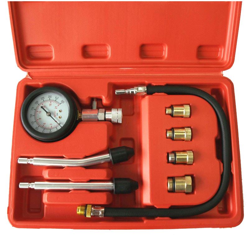 Compressietester voor benzinemotoren 20 bar Vier adapters