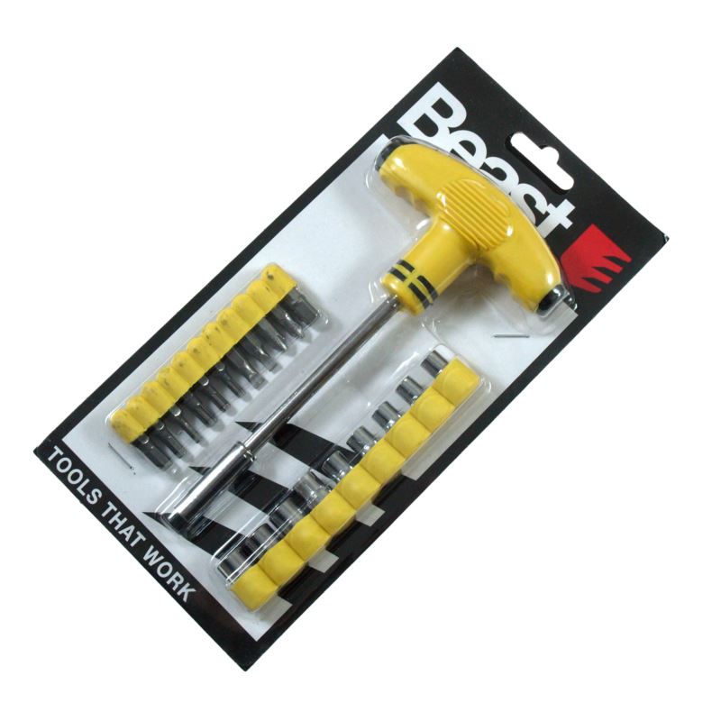 T-fogantyús foglalat és bitkészlet 21 darabos gumimarkolat Beast