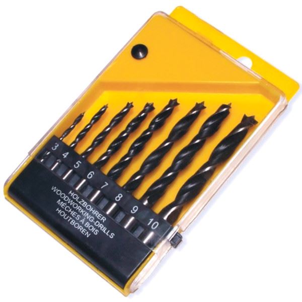 Zestaw wierteł do drewna, 8 szt., rozmiary 3-10 mm, w plastikowej obudowie Beast