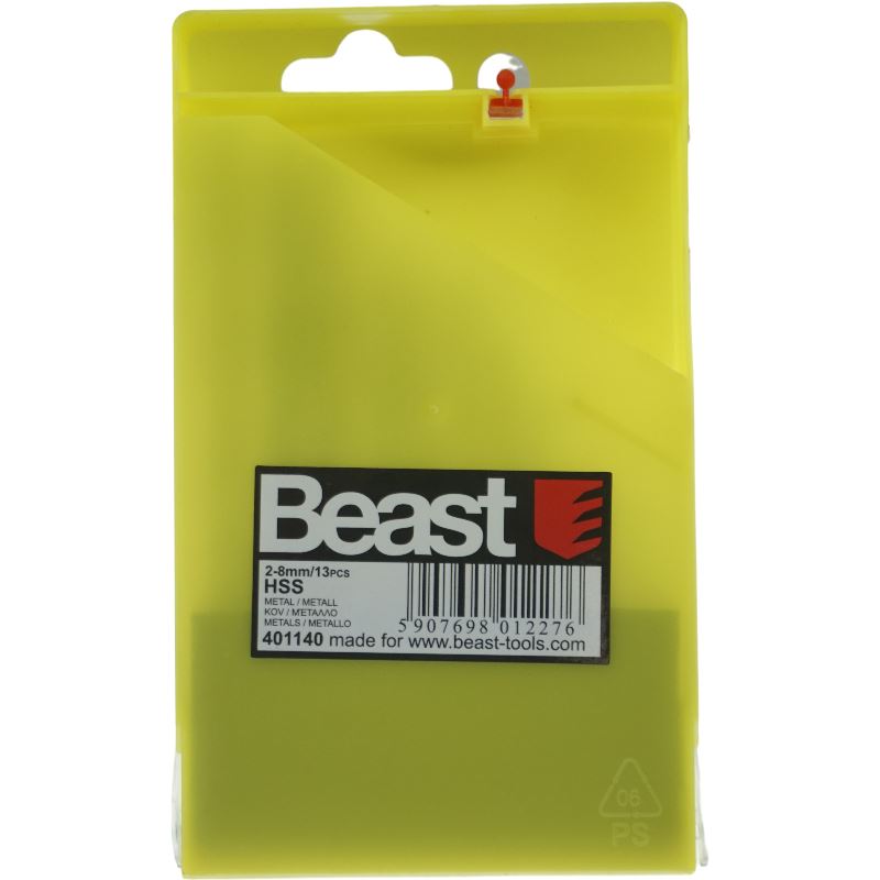 Juego De Brocas Para Metal Hss 2-8 Mm 13 Piezas En Estuche De Plástico Beast