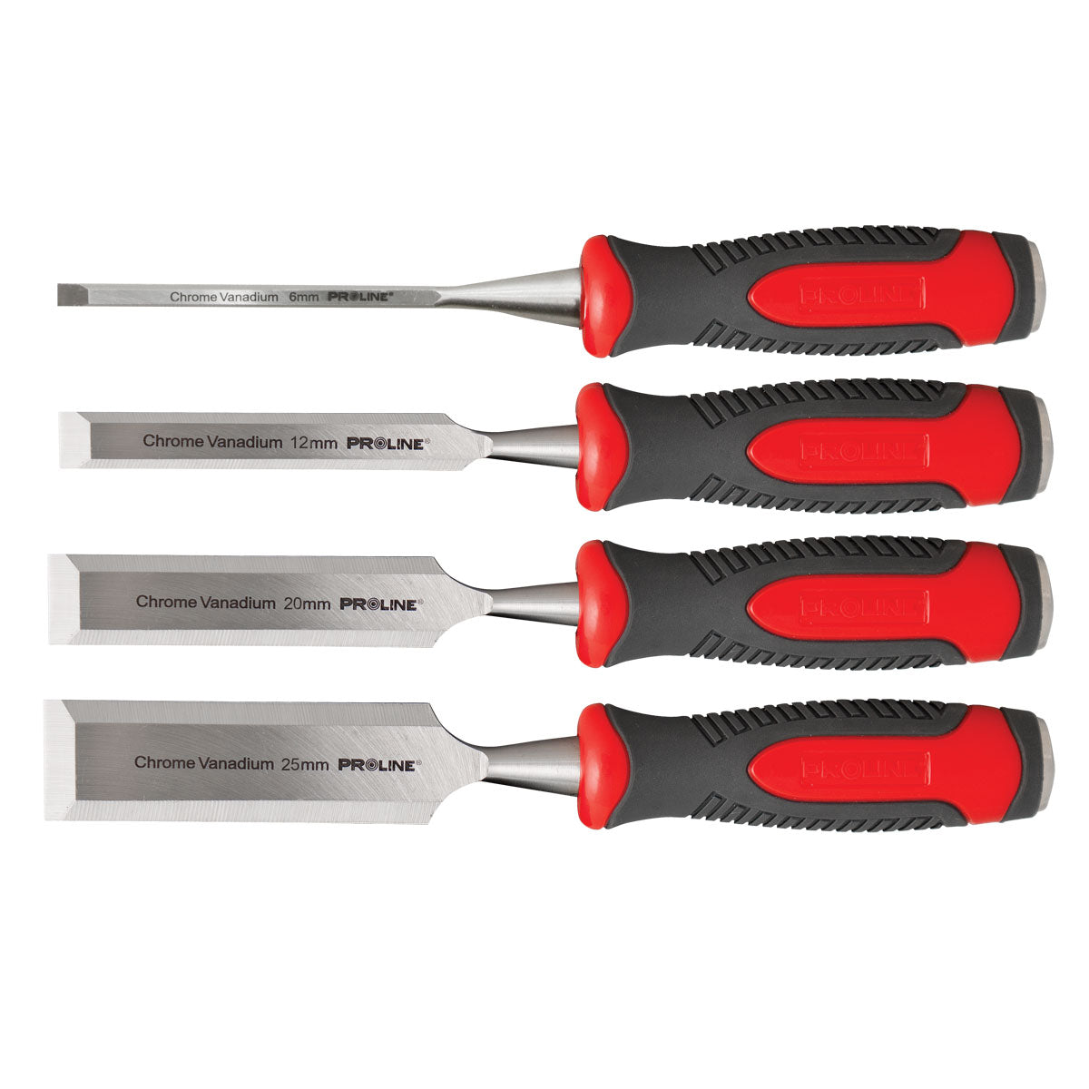 Favésőkészlet 4 db Lapos erősítésű króm-vanádium 60 Hrc kompozit fogantyú (tpr) Csúszásmentes felület 6 mm 12 mm 20 mm 25 mm prolin